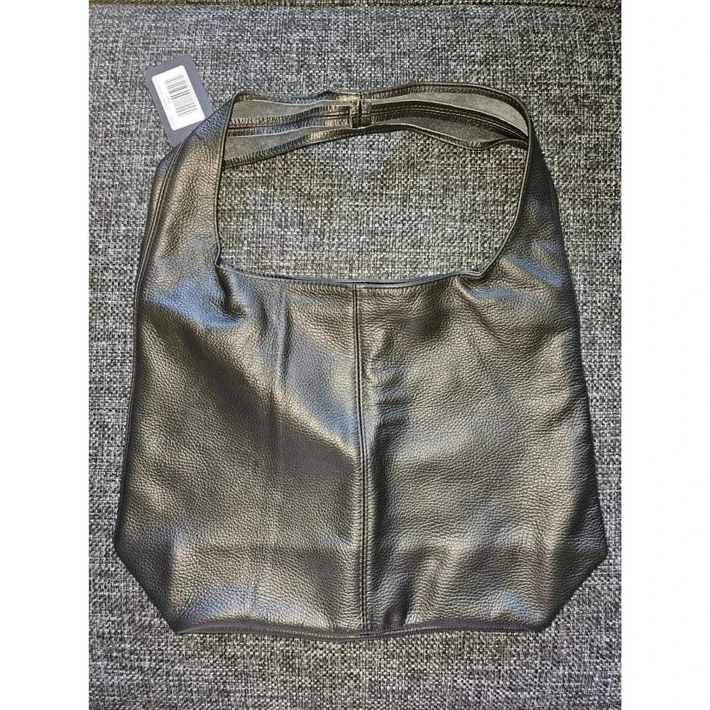 Takeasy Calf Leather Hobo Bag Womens Large Black NEW Made in Italy 011943